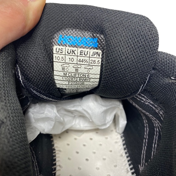 Hoka One One Clifton 6 Running Shoes Black/White 1102872 BWHT - Men's Size 10.5 - Picture 9 of 10